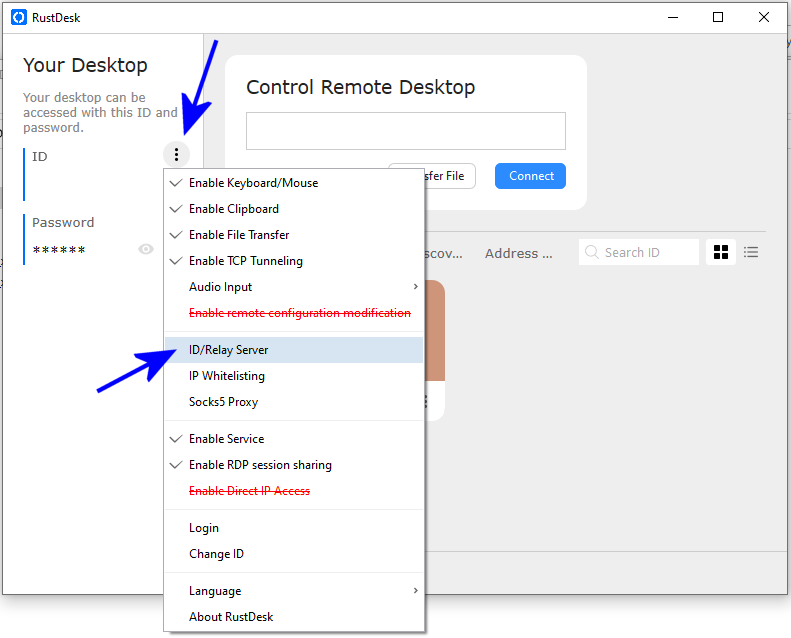 Rust Desk configuration