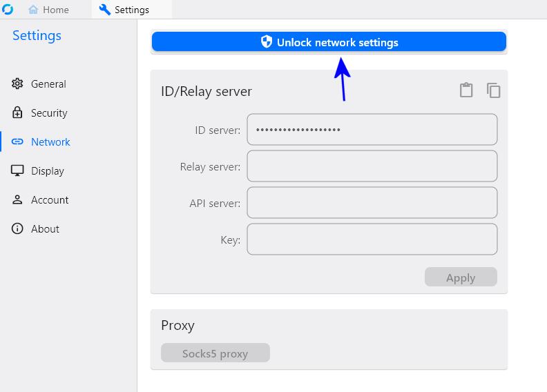 Rust Desk server settings